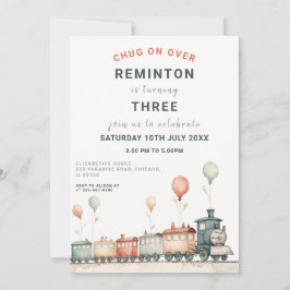 カスタマイズ可能な鉄道をテーマにした誕生日招待状 招待状