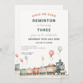 カスタマイズ可能な鉄道をテーマにした誕生日招待状 招待状 (正面/裏面)