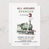 カスタマイズ可能な鉄道をテーマにした誕生日調査 招待状 (正面/裏面)