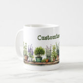 カスタマイズ可能な鉢植えハーブガーデン コーヒーマグカップ (正面左)