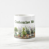 カスタマイズ可能な鉢植えハーブガーデン コーヒーマグカップ (中央)