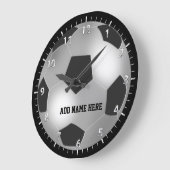 カスタマイズ可能な銀サッカーボール ラージ壁時計 (傾斜)