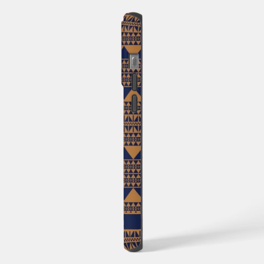 カスタマイズ可能な銅ブラウンダークネイビーブルーアステカ iPhoneケース (左側面)