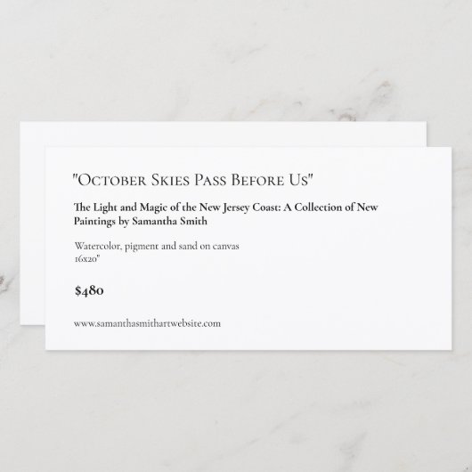 カスタマイズ可能な長いアートショーディスプレイカードラベル (正面/裏面)