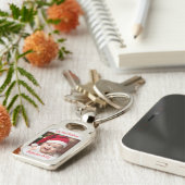 カスタマイズ可能な長方形金属ベビー ファースト クリスマス キーホルダー (側面)