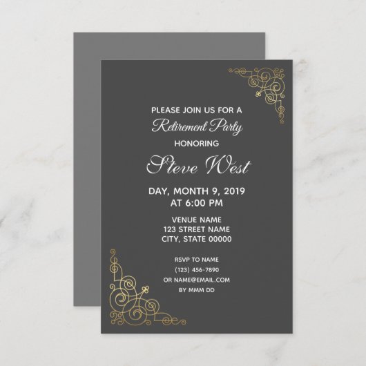 カスタマイズ可能な除・売却招待金ゴールドの動画 招待状 (正面/裏面)