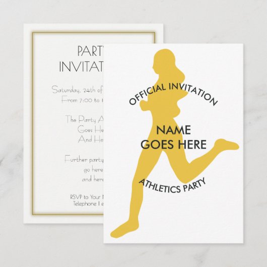 カスタマイズ可能な陸上パーティー招待状 招待状 (正面/裏面)