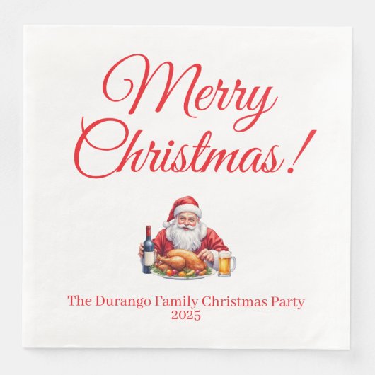 カスタマイズ可能な陽気なサンタクロースのクリスマスディナー (正面)