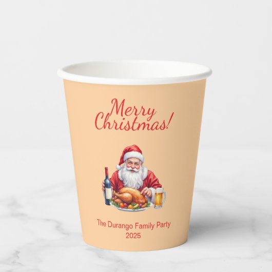 カスタマイズ可能な陽気なサンタクロースのクリスマスパーティー 紙コップ (正面)