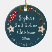 カスタマイズ可能な陽気な記念クリスマスソバークリスマス セラミックオーナメント (正面)