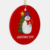 カスタマイズ可能な雪だるまとクリスマスツリー セラミックオーナメント (右)