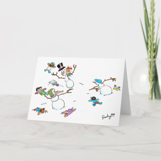 カスタマイズ可能な雪だるまの休日の戦い シーズンカード (正面)