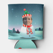 カスタマイズ可能な雪だるま付き顔 缶クーラー (正面)