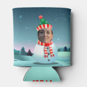 カスタマイズ可能な雪だるま付き顔 缶クーラー (裏面)