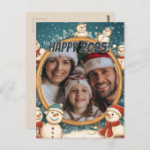 カスタマイズ可能な雪だるま新年 ポストカード (正面/裏面)