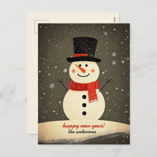 カスタマイズ可能な雪だるま シーズンポストカード (正面/裏面)