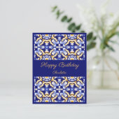 カスタマイズ可能な青いアズレホの誕生日おめでとう ポストカード (スタンド正面)