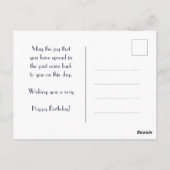 カスタマイズ可能な青いアズレホスの誕生日メッセージ ポストカード (裏面)