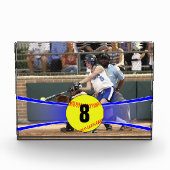 カスタマイズ可能な青いソフトボールフォトキューブ フォトブロック (正面)