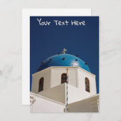 カスタマイズ可能な青いドーム、サントリーニ、ギリシャのカード (正面/裏面)