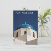 カスタマイズ可能な青いドーム、サントリーニ、ギリシャのカード (スタンド正面)