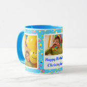 カスタマイズ可能な青い水の色の個人的な写真 マグカップ (正面左)