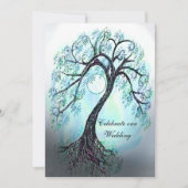 カスタマイズ可能な青い生命の木の結婚式招待状 招待状 (正面)