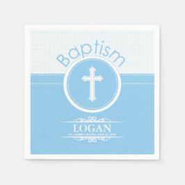 カスタマイズ可能な青い男の子の神のバプテスマ スタンダードカクテルナプキン