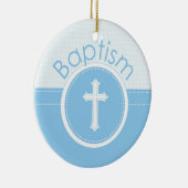 カスタマイズ可能な青い男の子の神のバプテスマ セラミックオーナメント (右)