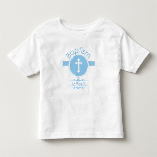 カスタマイズ可能な青い男の子の神のバプテスマ トドラーTシャツ (正面)