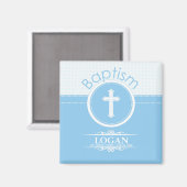 カスタマイズ可能な青い男の子の神のバプテスマ マグネット (正面/裏面)