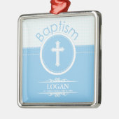 カスタマイズ可能な青い男の子の神のバプテスマ メタルオーナメント (左)