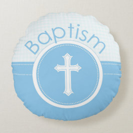 カスタマイズ可能な青い男の子の神のバプテスマ ラウンドクッション