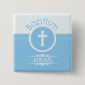 カスタマイズ可能な青い男の子の神のバプテスマ 缶バッジ (正面)