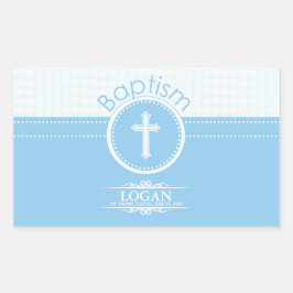 カスタマイズ可能な青い男の子の神のバプテスマ 長方形シール