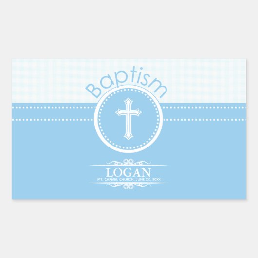 カスタマイズ可能な青い男の子の神のバプテスマ 長方形シール (正面)