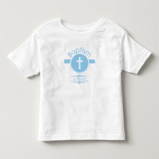 カスタマイズ可能な青い男の子、神の子どもの洗礼 トドラーTシャツ (正面)