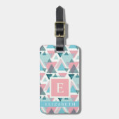 カスタマイズ可能な青い白いピンクの三角形の幾何学的 ラゲッジタグ (正面縦)