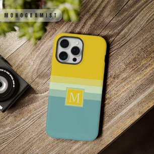 カスタマイズ可能な青い白い黄色のカラーブロック iPhone 15 PRO MAXケース