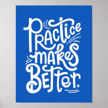 カスタマイズ可能な青い練習ポスター - よく練習するとうまくなる
