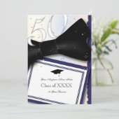 カスタマイズ可能な青および白50年の同窓会 招待状 (スタンド正面)