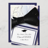 カスタマイズ可能な青および白50年の同窓会 招待状 (正面/裏面)