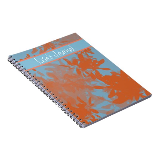 カスタマイズ可能な青とオレンジの葉ノート ノートブック (右側)