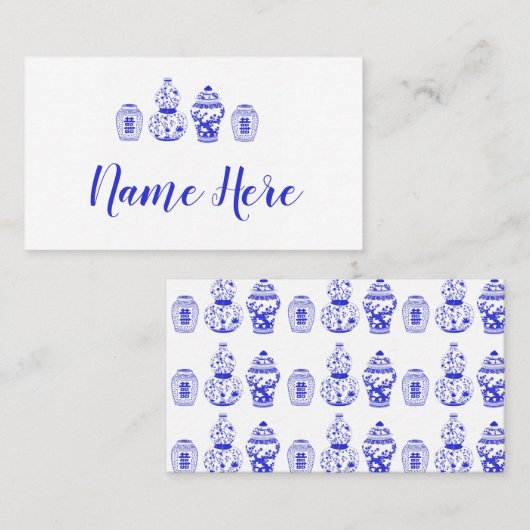 カスタマイズ可能な青と白のジンジャージャーのプレイスカード プレイスカード (正面/裏面)