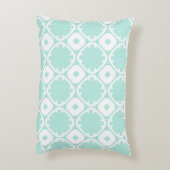 カスタマイズ可能な青と白の三葉模様 アクセントクッション (裏面(縦))