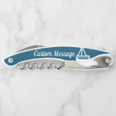 カスタマイズ可能な青と白の帆船コルクスクリュー ソムリエナイフ (裏面)