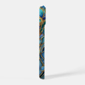 カスタマイズ可能な青と緑のステンドグラスのパターン iPhone 15ケース (右側面)