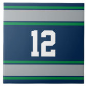 カスタマイズ可能な青と緑のスポーツのストライプ タイル (正面)