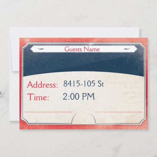 カスタマイズ可能な青と赤のカーニバル誕生日 招待状 (裏面)