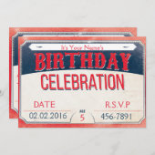 カスタマイズ可能な青と赤のカーニバル誕生日 招待状 (正面/裏面)